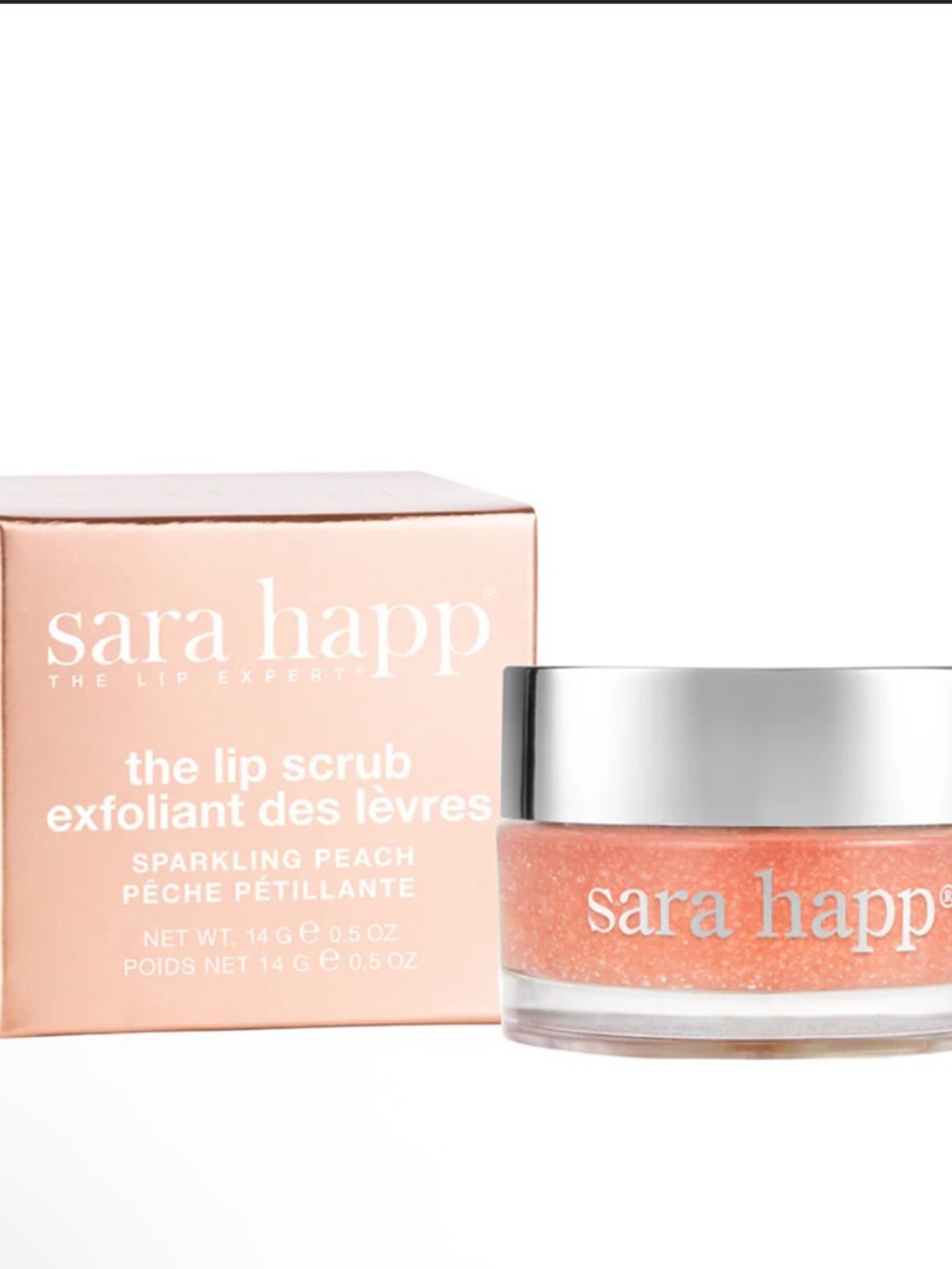 NIB SARA HAPP THE LIP SCRUB Sparkling Peach Lip Scrub - Exfoliating